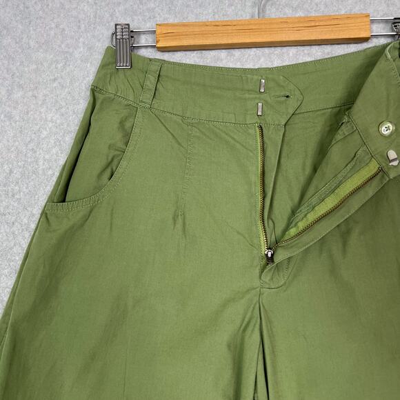 Free People Green Menorca 100% Cotton Crop Wide Leg High Waisted Pant Size 4 - Picture 5 of 10